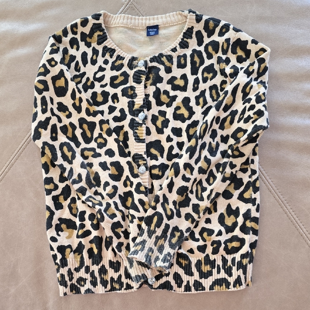Baby Gap  Animal Print Cardigan in Black and Tan